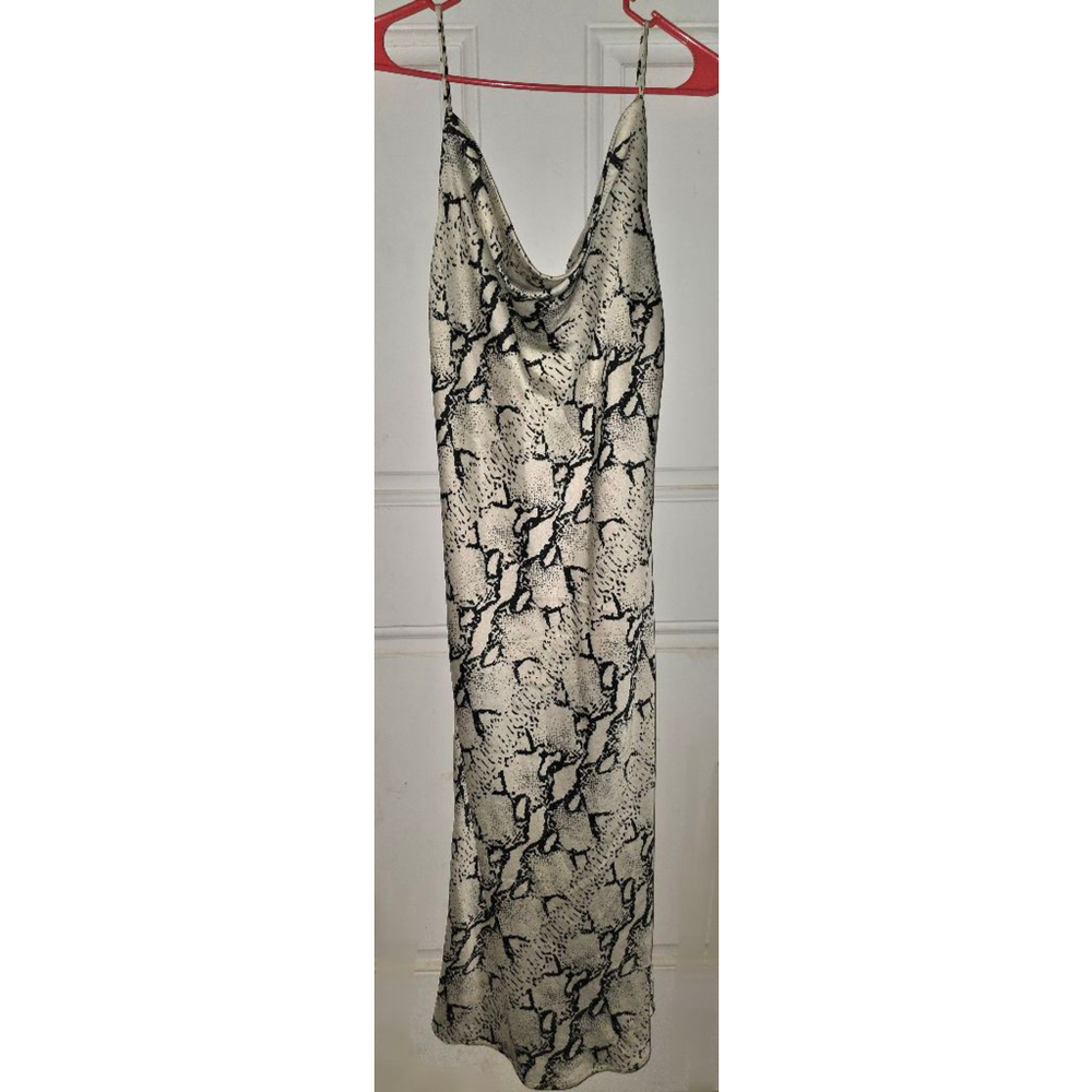 Women's Dance&Marvel Beige Black Snakeskin Cowl Neck Maxi Dress S